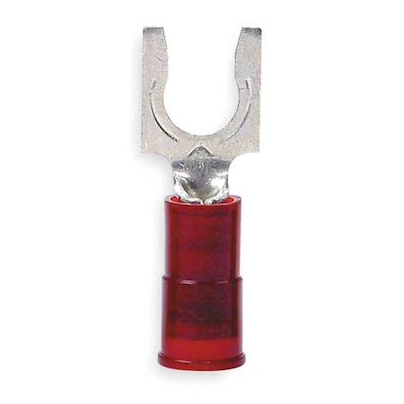 Fork Terminal, #10 Stud Size, 18 AWG, 600 V, Nylon Insulated, Red, Crimp Termination Only, 100 PK MPN:MNG18-10FLX