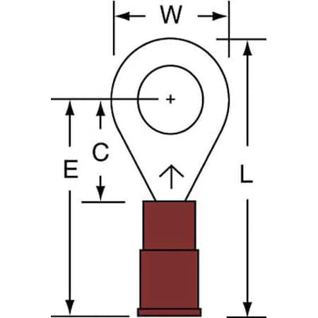 Ring Terminal, 1/4 in Stud Size, 18 AWG, 1, 000 V, Nylon Insulated, Red, Crimp Termination Only MPN:MNG18-14R/SK