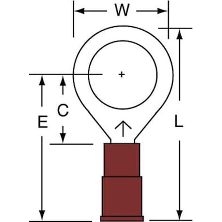 Ring Terminal, 3/8 in Stud Size, 18 AWG, 1, 000 V, Nylon Insulated, Red, Crimp Termination Only MPN:MNG18-38RK