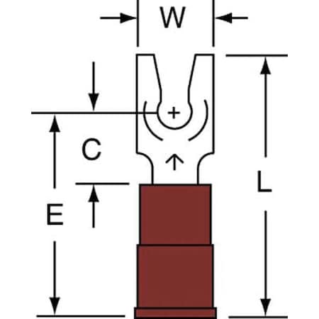 Fork Terminal, #4 Stud Size, 18 AWG, 600 V, Nylon Insulated, Red, Crimp Termination Only, 1000 PK MPN:MNG18-4FLK