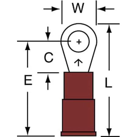 Ring Terminal, #6 Stud Size, 18 AWG, 1, 000 V, Nylon Insulated, Red, Crimp Termination Only, 1000 PK MPN:MNG18-6R/SK