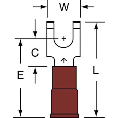 Fork Terminal, #8 Stud Size, 18 AWG, 600 V, Nylon Insulated, Red, Crimp Termination Only, 1000 PK MPN:MNG18-8FFBK