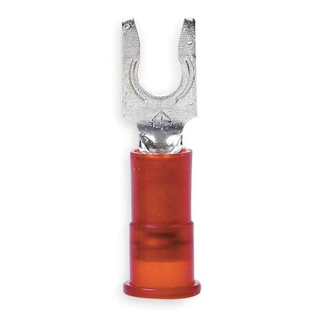 Fork Terminal, #8 Stud Size, 18 AWG, 600 V, Nylon Insulated, Red, Crimp Termination Only, 100 PK MPN:MNG18-8FLX