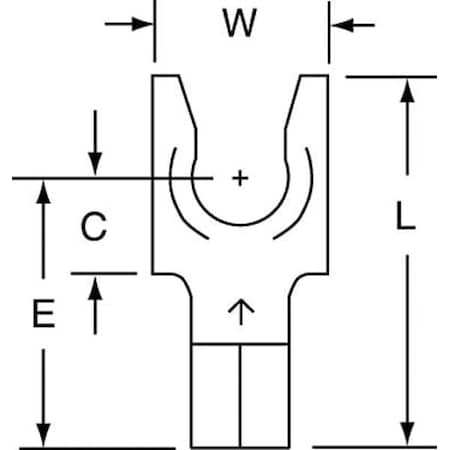 Fork Terminal, 1/4 in Stud Size, 10 AWG, 600 V, Bare Insulated, Bare, Crimp Termination Only MPN:MU10-14FLK