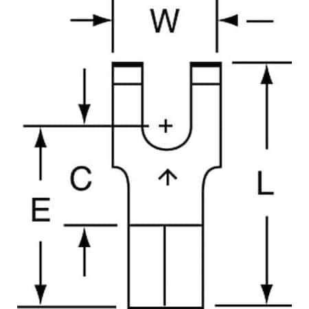 Fork Terminal, #8 Stud Size, 10 AWG, 600 V, Bare Insulated, Bare, Crimp Termination Only, 500 PK MPN:MU10-8FFBK