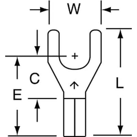 Fork Terminal, #10 Stud Size, 14 AWG, 600 V, Bare Insulated, Bare, Crimp Termination Only, 1000 PK MPN:MU14-10FHTK