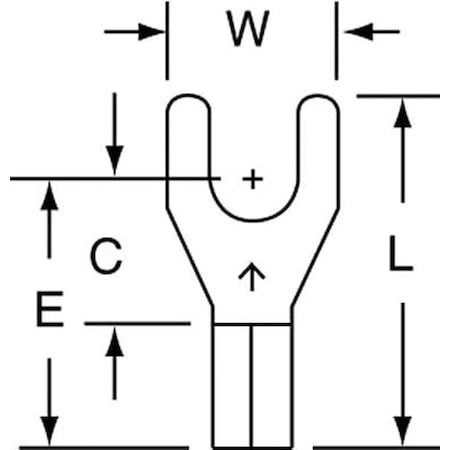 Fork Terminal, #10 Stud Size, 14 AWG, 600 V, Bare Insulated, Bare, Crimp Termination Only, 1000 PK MPN:MU14-10FK