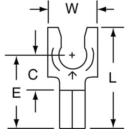 Fork Terminal, #10 Stud Size, 14 AWG, 600 V, Bare Insulated, Bare, Crimp Termination Only, 1000 PK MPN:MU14-10FLK