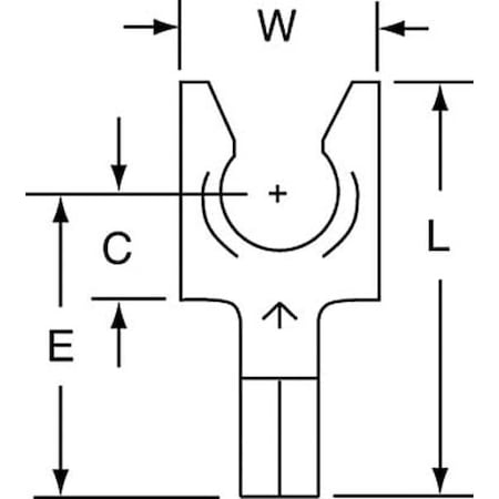 Fork Terminal, 1/4 in Stud Size, 14 AWG, 600 V, Bare Insulated, Bare, Crimp Termination Only MPN:MU14-14FLK