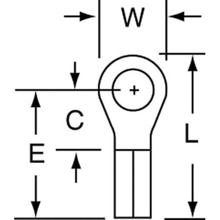 Ring Terminal, #6 Stud Size, 14 AWG, 600 V, Bare Insulated, Bare, Crimp Termination Only, 1000 PK MPN:MU14-6RHT/SK