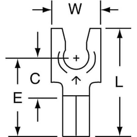 Fork Terminal, #8 Stud Size, 14 AWG, 600 V, Bare Insulated, Bare, Crimp Termination Only, 1000 PK MPN:MU14-8FLK