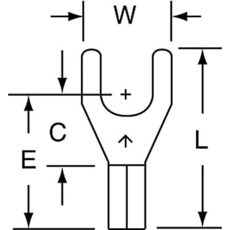 Fork Terminal, #10 Stud Size, 18 AWG, 600 V, Bare Insulated, Bare, Crimp Termination Only, 1000 PK MPN:MU18-10FHTK