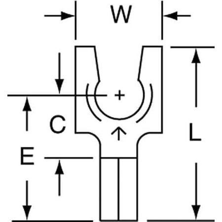 Fork Terminal, #10 Stud Size, 18 AWG, 600 V, Bare Insulated, Bare, Crimp Termination Only, 1000 PK MPN:MU18-10FLK