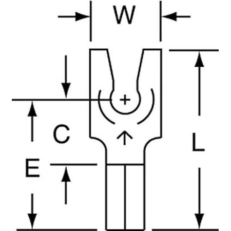 Fork Terminal, #4 Stud Size, 18 AWG, 600 V, Bare Insulated, Bare, Crimp Termination Only, 1000 PK MPN:MU18-4FLK