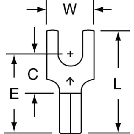 Fork Terminal, #6 Stud Size, 18 AWG, 600 V, Bare Insulated, Bare, Crimp Termination Only, 1000 PK MPN:MU18-6FBHTK