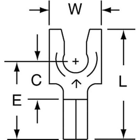 Fork Terminal, #8 Stud Size, 18 AWG, 600 V, Bare Insulated, Bare, Crimp Termination Only, 1000 PK MPN:MU18-8FLK