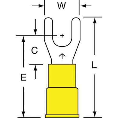 Fork Terminal, #10 Stud Size, 10 AWG, 600 V, Vinyl Insulated, Yellow, Crimp Termination Only MPN:MV10-10FK