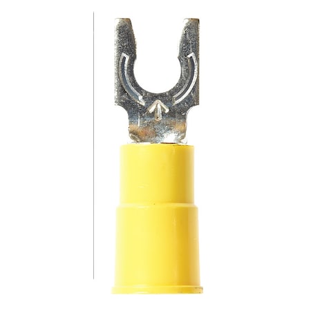 Fork Terminal, #10 Stud Size, 10 AWG, 1, 000 V, Vinyl Insulated, Yellow, Crimp Termination Only MPN:MV10-10FLX