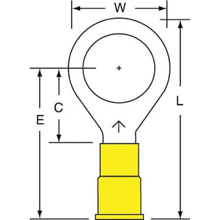 Ring Terminal, 1/2 in Stud Size, 10 AWG, 600 V, Vinyl Insulated, Yellow, Crimp Termination Only MPN:MV10-12RK
