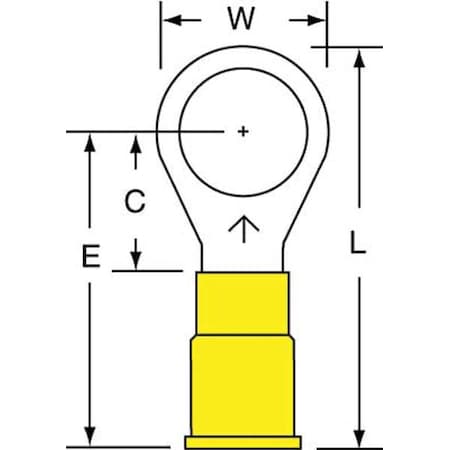 Ring Terminal, 3/8 in Stud Size, 10 AWG, 600 V, Vinyl Insulated, Yellow, Crimp Termination Only MPN:MV10-38R/SK