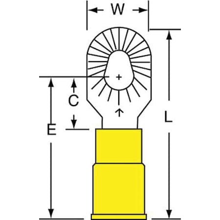 Ring Terminal, #6, #8, #10 Stud Size, 10 AWG, 600 V, Vinyl Insulated, Yellow, 500 PK MPN:MV10-610RK