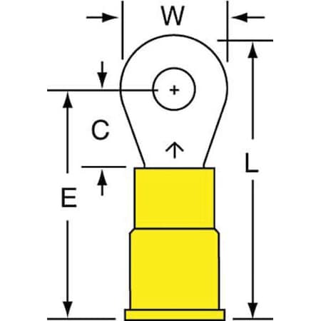 Ring Terminal, #6 Stud Size, 10 AWG, 600 V, Vinyl Insulated, Yellow, Crimp Termination Only, 500 PK MPN:MV10-6RK
