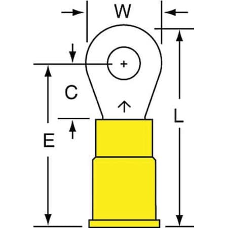 Ring Terminal, #8 Stud Size, 10 AWG, 600 V, Vinyl Insulated, Yellow, Crimp Termination Only, 500 PK MPN:MV10-8RK