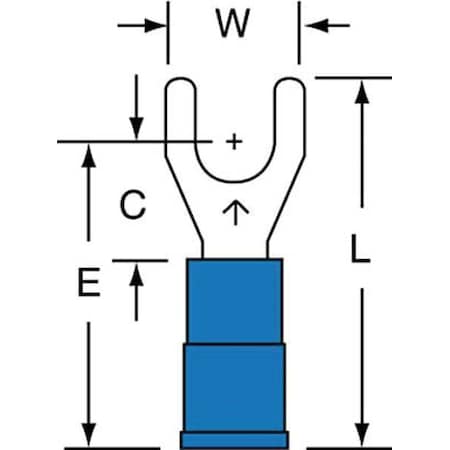 Fork Terminal, #10 Stud Size, 14 AWG, 600 V, Vinyl Insulated, Blue, Crimp Termination Only, 1000 PK MPN:MV14-10FK