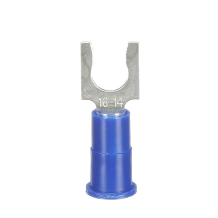 Fork Terminal, #10 Stud Size, 14 AWG, 1, 000 V, Vinyl Insulated, Blue, Crimp Termination Only MPN:MV14-10FLX