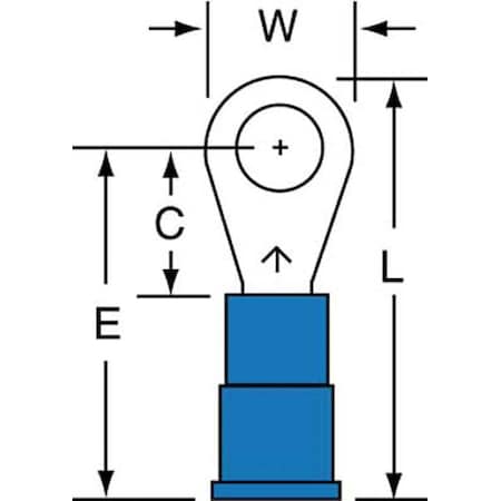 Ring Terminal, #10 Stud Size, 14 AWG, 600 V, Vinyl Insulated, Blue, Crimp Termination Only, 1000 PK MPN:MV14-10RK