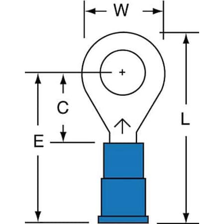 Ring Terminal, 1/4 in Stud Size, 14 AWG, 600 V, Vinyl Insulated, Blue, Crimp Termination Only MPN:MV14-14R/SK