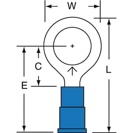 Ring Terminal, 3/8 in Stud Size, 14 AWG, 600 V, Vinyl Insulated, Blue, Crimp Termination Only MPN:MV14-38RK