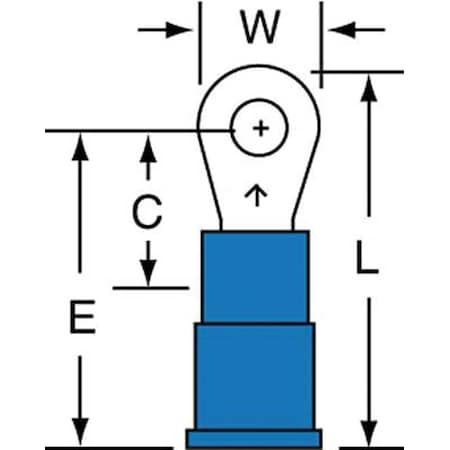 Ring Terminal, #4 Stud Size, 14 AWG, 600 V, Vinyl Insulated, Blue, Crimp Termination Only, 1000 PK MPN:MV14-4R/SK