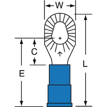 Ring Terminal, #6, #8, #10 Stud Size, 14 AWG, 600 V, Vinyl Insulated, Blue, Crimp Termination Only MPN:MV14-610RK