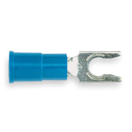 Fork Terminal, #6 Stud Size, 14 AWG, 1, 000 V, Vinyl Insulated, Blue, Crimp Termination Only, 100 PK MPN:MV14-6FLX