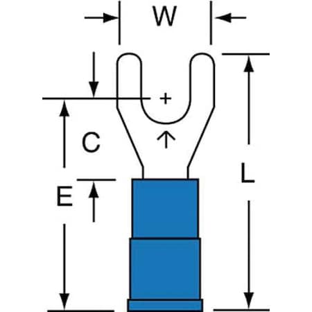 Fork Terminal, #8 Stud Size, 14 AWG, 600 V, Vinyl Insulated, Blue, Crimp Termination Only, 1000 PK MPN:MV14-8FK