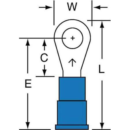 Ring Terminal, #8 Stud Size, 14 AWG, 600 V, Vinyl Insulated, Blue, Crimp Termination Only, 1000 PK MPN:MV14-8R/LK