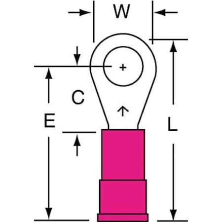 Ring Terminal, #10 Stud Size, 18 AWG, 600 V, Vinyl Insulated, Red, Crimp Termination Only, 1000 PK MPN:MV18-10R/LK