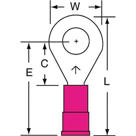 Ring Terminal, 1/4 in Stud Size, 18 AWG, 600 V, Vinyl Insulated, Red, Crimp Termination Only MPN:MV18-14R/SK