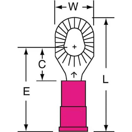 Ring Terminal, #6, #8, #10 Stud Size, 18 AWG, 600 V, Vinyl Insulated, Red, Crimp Termination Only MPN:MV18-610RK