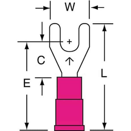 Fork Terminal, #6 Stud Size, 18 AWG, 600 V, Vinyl Insulated, Red, Crimp Termination Only, 1000 PK MPN:MV18-6FK