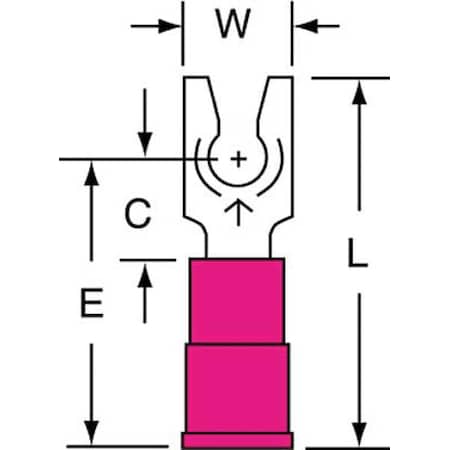 Fork Terminal, #6 Stud Size, 18 AWG, 600 V, Vinyl Insulated, Red, Crimp Termination Only, 1000 PK MPN:MV18-6FLK