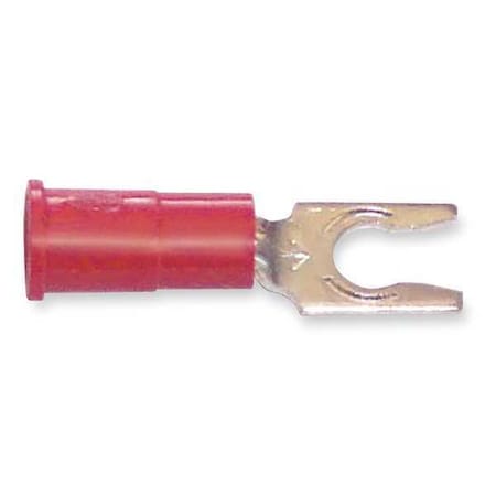 Fork Terminal, #6 Stud Size, 18 AWG, 1, 000 V, Vinyl Insulated, Red, Crimp Termination Only, 100 PK MPN:MV18-6FLX