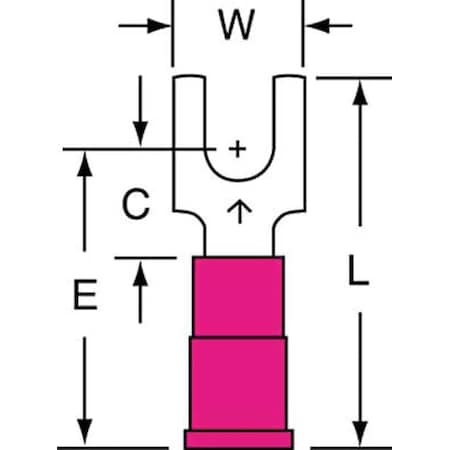 Fork Terminal, #8 Stud Size, 18 AWG, 600 V, Vinyl Insulated, Red, Crimp Termination Only, 1000 PK MPN:MV18-8FBK