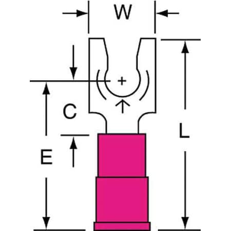 Fork Terminal, #8 Stud Size, 18 AWG, 600 V, Vinyl Insulated, Red, Crimp Termination Only, 1000 PK MPN:MV18-8FLK