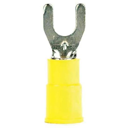 Fork Terminal, #10 Stud Size, 10 AWG, 600 V, Vinyl Insulated, Yellow, Crimp Termination Only MPN:MVU10-10FK