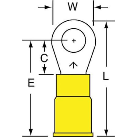 Ring Terminal, #10 Stud Size, 10 AWG, 600 V, Vinyl Insulated, Yellow, Crimp Termination Only MPN:MVU10-10RK