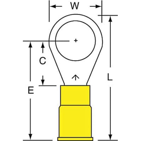 Ring Terminal, 3/8 in Stud Size, 10 AWG, 600 V, Vinyl Insulated, Yellow, Crimp Termination Only MPN:MVU10-38R/SK