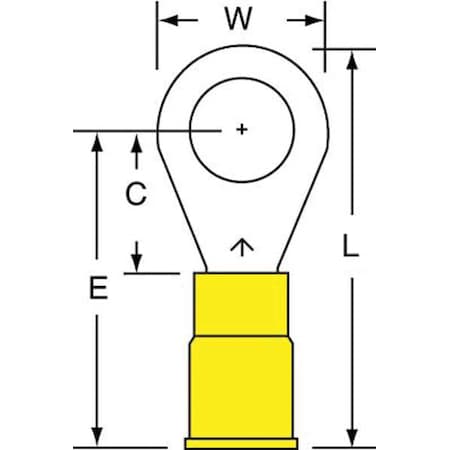 Ring Terminal, 5/16 in Stud Size, 10 AWG, 600 V, Vinyl Insulated, Yellow, Crimp Termination Only MPN:MVU10-516R/SK