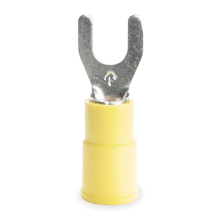 Fork Terminal, #6 Stud Size, 10 AWG, 600 V, Vinyl Insulated, Yellow, Crimp Termination Only, 50 PK MPN:MVU10-6FX